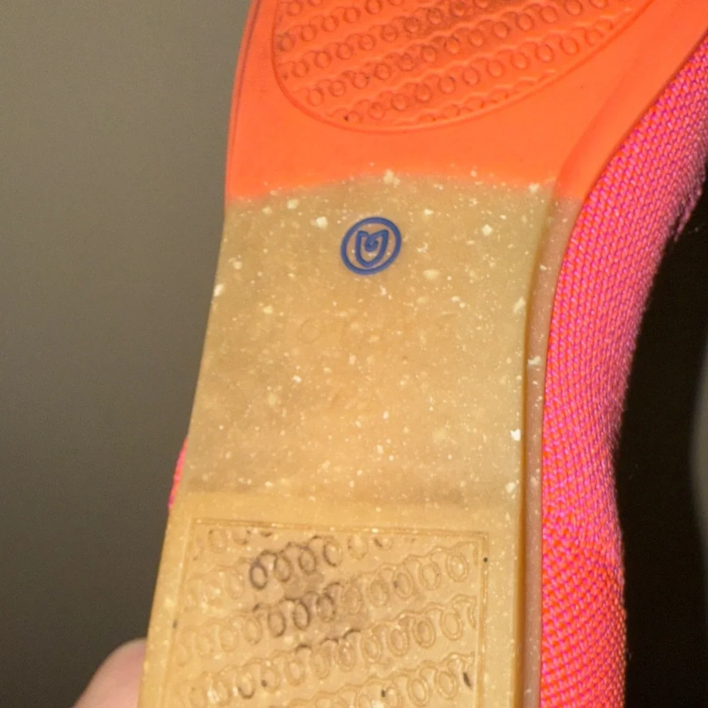 Rothy's Vibrant Pink Flats with Blue Accents - Picture 6 of 9